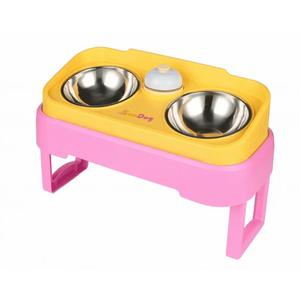 SunDog 4-in-1 Elevated Slow Feeder Dog Bowls – Multiple Pets, Space Saving, Stacked, Adjustable with Stand - Ceramic Raised Bowls Easy Cleaning – for Small Dogs and Cats