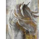 LoveHouse Horse Wall Art Abstract Gold Grey Horse Canvas Paintings Modern Horse Wall Decor for Living Room Bedroom Office Framed 24"x36"
