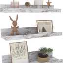 Lavezee 15.7 Inch Floating Shelves for Wall Set of 3, Rustic Picture Ledge Wall Mounted Shelf for Living Room, Bedroom, Kitchen, Bathroom, Distressed White