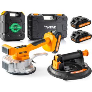 Tile Vibration Tool Pro Set with 21V Batteries & 8 Vacuum Suction Cup  110 lb. Tile Suction Cup Tool Power  9 Tile Vibrator Levels for Leveling Marble, Ceramic, Paver, Granite & Concrete