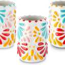 Roshtia 3 Pcs Talavera Shot Glasses Set 2 oz Multicolor Mexican Tequila Shot Glasses Ceramic Tequila Cups Decorative Pottery Drinking Mugs Gifts