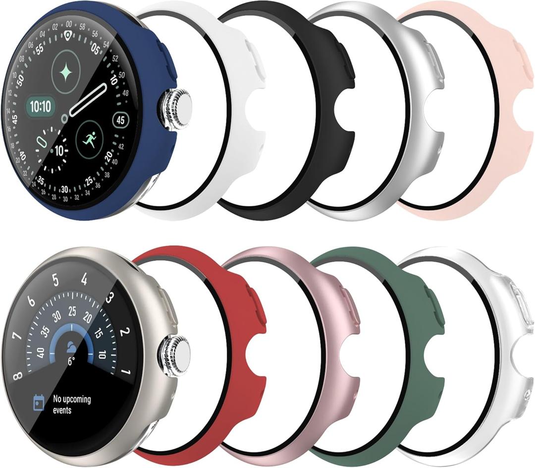 10 Pack Case for Google Pixel Watch 4 41mm 2025 with Tempered Glass Screen Protector, Shockproof Hard PC Bumper, All-Around Protective Cover Compatible with Pixel Watch 4 41mm Accessories