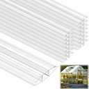 Tandefio 24 Pcs 4 ft Polycarbonate Greenhouse Panels H Connectors Fits 4 mm Polycarbonate Panels Clear Roofing Greenhouse Accessories, 0.15 Inch Thick