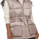 Levi's Women's Quilted Megan Hooded Puffer Jacket, Light Grey Vest, X-Small