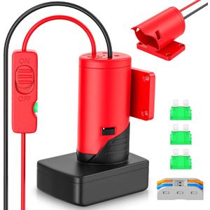 Upgraded Battery Adapter Compatible for Milwaukee 12V Battery, All-in-One Switch & Fuse Design, Power Ride Wheel Adapter Converter Kit for Ride-On Toys, 14 Gauge with Wire Terminals