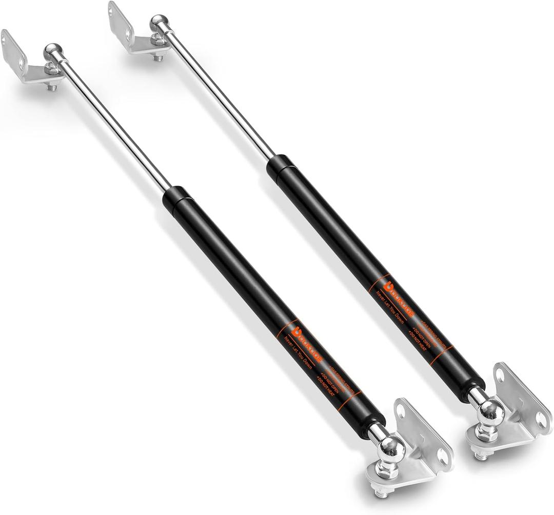 Heavy Duty Gas Struts 25 inch 200lbs with Mounting Brackets for RV Bed, Universal Gas Shocks Spring Lift Strut Kit 25in for Heavy Basement Trap Door Storage Lid and DIY Project, Set of 2