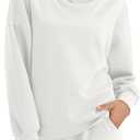Amoretu Womens Mock Cowl Neck Sweatshirt Lightweight Loose Fit Drop Shoulder Pullover Tops (White, M)