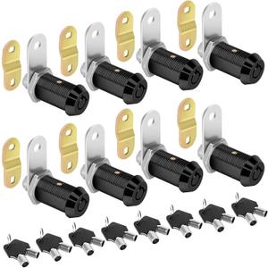 Cam Locks RV Storage Lock Keyed Alike, Black Finish Cabinet Lock with keys1-1/8 Cylinder RV Compartment, Camper, Trailer, Vending Machine Replacement Set with 16 Keys(8, Black 1-1/8 Inch)