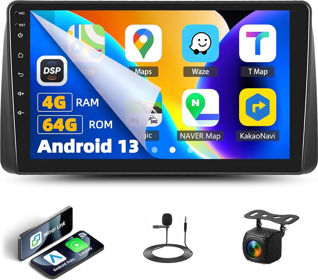 4G+64G Android 13 Car Stereo for Dodge Grand Caravan 2011-2020 / for Chrysler Town Country 2012-2016 CarPlay Android Auto 9" HD Touchscreen GPS Navigation Bluetooth 32EQ FM/RDS WiFi +Backup Camera