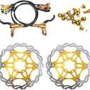Zoom Hydraulic Disc Brakes Mountain Bike Sets MTB Front & Rear Set with Floating Disc Rotor 160mm & Color Bolts (Gold)
