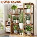 HOMKIRT Plant Stand for Indoor Outdoor, 10 Tier Tall Large Plant Shelf Rack for Multiple Pots, Flower Stand for Patio Porch Living Room Balcony Corner Garden Office, Boho Style Plant Table Holder