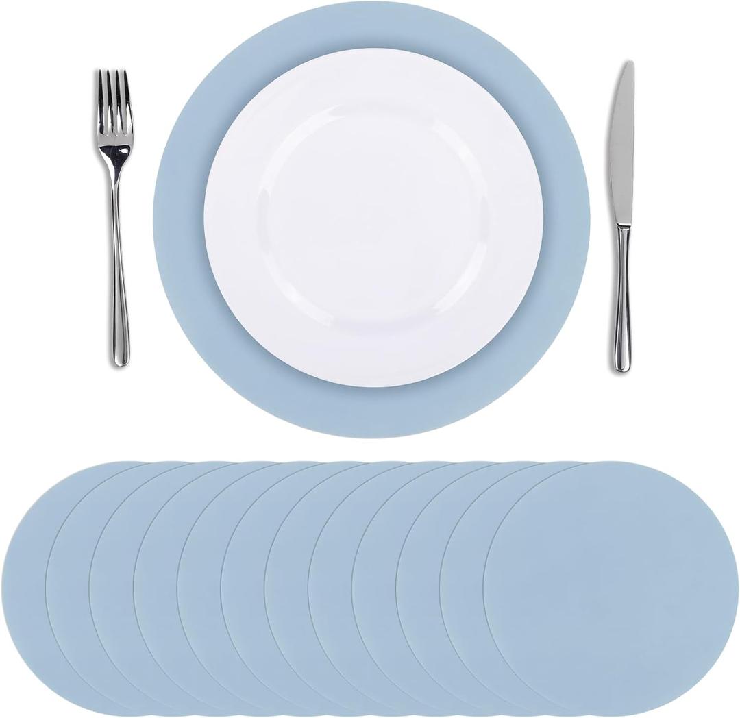 SHACOS 100 PCS Round Paper Placemats 13 inch Disposable Paper Place Mats for Dinner Wedding Birthday Party Festival Table Decoration Indoor Outdoor, Dusty Blue