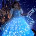 Princess Dress for Girls 5-6 Years, Dress Up Costume with Detachable Cape, Halloween Birthday Gift for Toddler