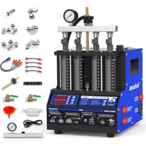 MR CARTOOL V308 Injector Cleaner Machine 4-Cylinder, 110V Injector Cleaner Tester Machine Heated Ultrasonic Fuel System Injection Cleaning Kit for Gasoline Car Motorcycle