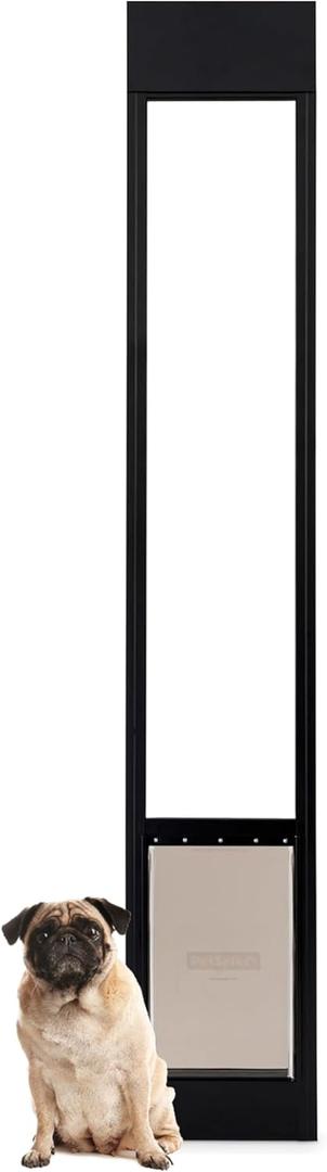 PetSafe Sliding Glass Pet Door - No-Cut DIY Install Doggy Door for Renters - Aluminum Frame - Adjustable Height 75 7/8" to 80 11/16" - Ideal for Medium Dogs Up to 40 lb - Black