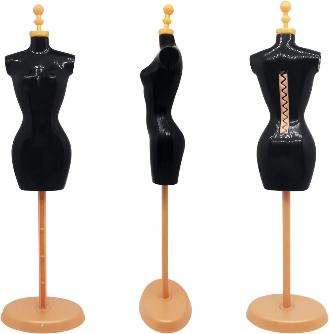 Doll Dress Form Mannequin Dress Form Torso Stand with Base Stand for Apparel Design and Costume Jewelry Display(Black Gold,4pcs) (Black Gold 10.4x3.0x1.9)