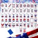 Arrowbash 166 Pcs American Mahjong Tiles Set 1.2 Inch Mah Jong Game Pieces with USA Theme Engraved Patterns Melamine Hand-Carved Tiles for Adults, Collectors & Tabletop Games