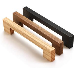 Black Square 7-1/2in 4 pcs Wooden Drawer Pulls Handle pulls for cabinets Kitchen Cabinet Drawer pulls Cabinet Door Pull