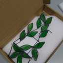 Stained Glass Window Hanging Green Plant Window Suncatcher Handcrafted Faux Plant Stained Glass Panel Sun Catcher for Plant Lovers, Unique Home Indoor & Outdoor Decor (Green)