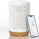 Earnest Living Smart Wifi Essential Oil Diffuser White Ceramic Diffuser 250 ml with Alexa Google Home App Phone Control LED and Auto Off Office Humidifier Aromatherapy Diffusers for Essential Oils (Smart Wifi White)