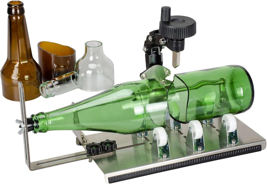 MiiMOO Glass Bottle Cutter, Upgraded Glass Cutting Tools for Round, Square Bottles and Bottlenecks, DIY Craft Tools with Complete Accessories for Cutting Beer, Whiskey, Wine, Champagne