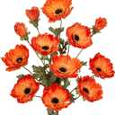 28.3" Orange Artificial Flowers Poppy Flowers 3Pcs Silk Fake Poppy Flowers Real Touch Faux Poppies Spring Flower Long Stem Arrangement with 4 Heads for Party Centerpiece Bouquet Table Home Decoration