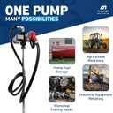 Macnaught Fuel Transfer Pump M3 120V, 15 GPM 3/4" High Flow Fuel Pump, Auto Shut-Off, Nozzle, Discharge Hose, Expandable to 36" Length, CSA Certified for Gasoline, Diesel, Kerosene, Mineral Spirits