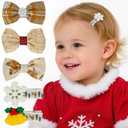 2 x 5-Pack Baby Hair Clips with Christmas Bows, Snowflake & Bell - Soft Duckbill Hair Clips for Infant Girl Holiday Party, Photoshoot Outfits (Assorted Colors)