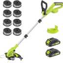 JAGROM Electric String Trimmer Cordless with 2x2.0Ah Battery, 20V Battery Powered 12-inch Lawn Mover & Edger Lawn Tool with Charger, Powered Grass Trimmer with 8pcs Spool Line for Yard, Garden, Green