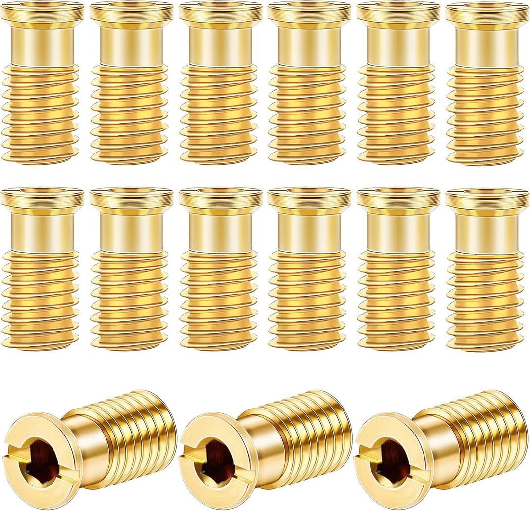 Zonon 15 Pack Pool Cover Brass Anchor Universal Size Fits 3/4" Hole, Safety Cover Threaded Brass Insert for Concrete and Pavers Swimming Pool Replacement Parts