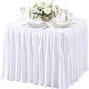 Wish Care 34x34 Inch White Square Tablecloth - Wrinkle Resistant Fitted Card Table Cloth Elastic Pleated Square Table Cover for Trade Shows, Weddings, Parties & Banquets (1 Pack)
