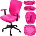 Tallew 4 Pcs Office Chair Covers Set Computer Universal Protective Stretchable Chair Seat Covers Desk Armrest Slipcovers Pads Office Cushion Backrest for Rotating(Rose Red)