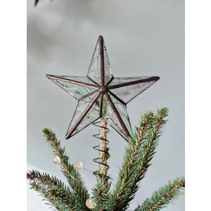 Christmas Tree Topper, Christmas Tree Star (Iridescent Texture Clear Glass, Copper)