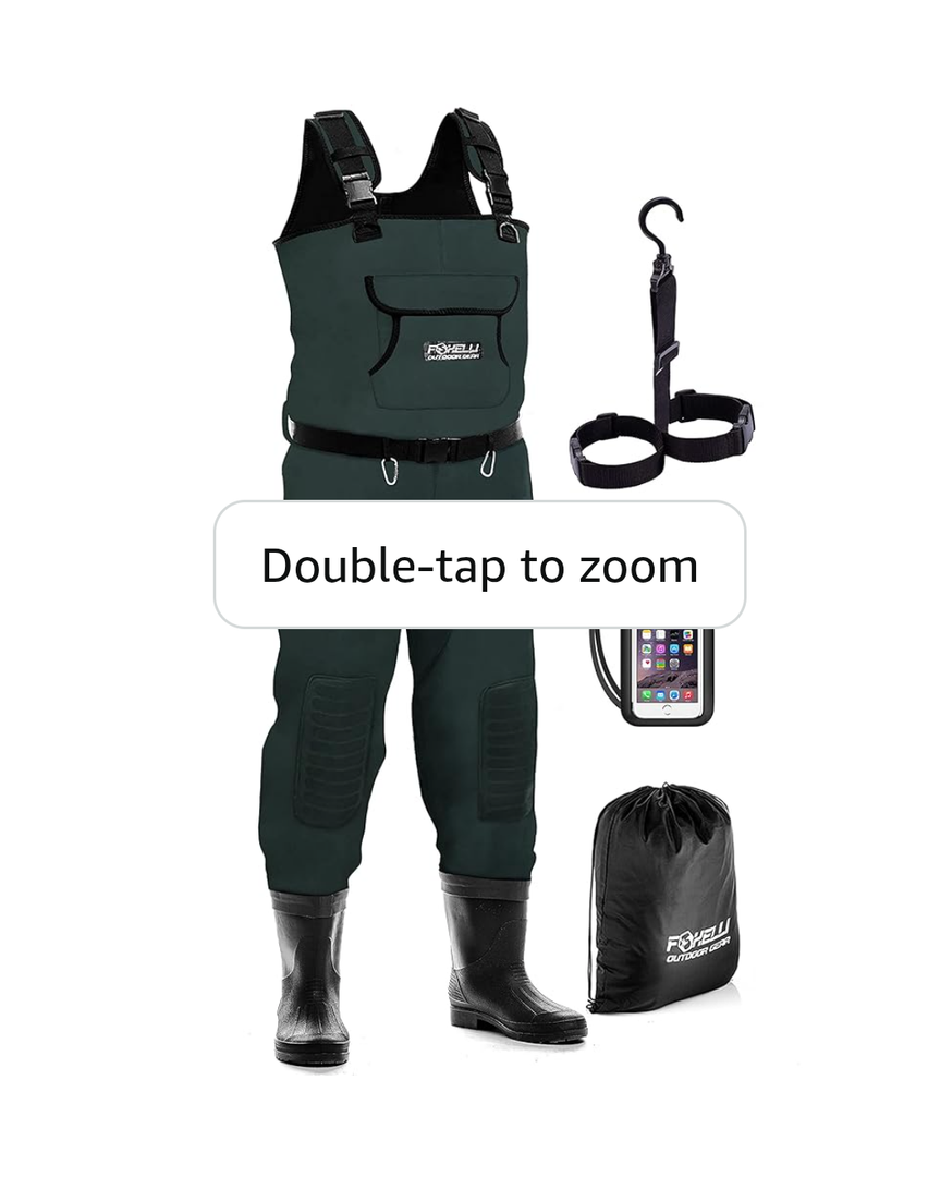 Foxelli Chest Waders, Waterproof 4mm Neoprene Hunting & Fishing Waders for Men & Women with Boots LL/11