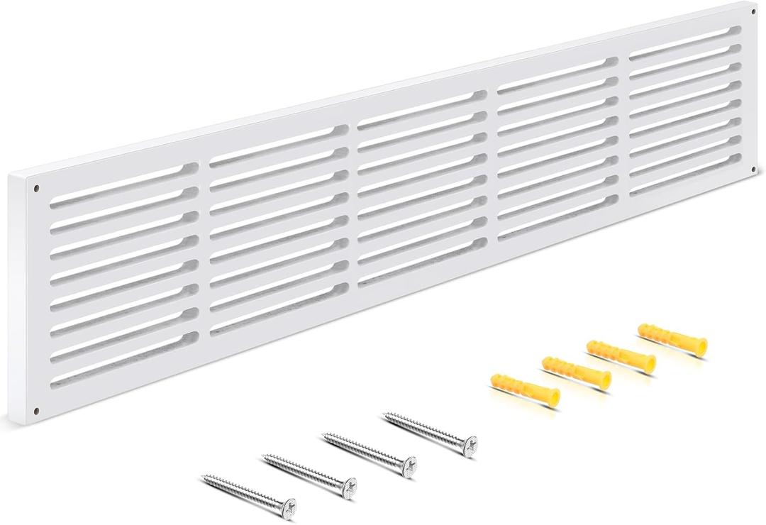Colingmill 1 Pcs Decorative Return Air Vent Cover 35.5 x 8.5 x 3/4 Inch (34x6 Duct Opening) White MDF Modern Farmhouse Wall Vent Grille High Airflow Cold Air Return HVAC Cover for Wall Baseboard