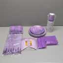182PCS Purple and Silver Birthday Party Decorations,Purple Theme Party Plates and Napkins Disposable Tableware Set for Girls Ladies Women Wedding Favors,Serves 30 Guests