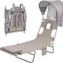 Backpack Beach Tanning Chair with Canopy Sun Shade & Face Hole, 6 Position Folding Lounge Sun Chair for Adults Outside Reading Sunbathing Poolside Camping Lawn, UPF 50+, Patent Design (Beige)