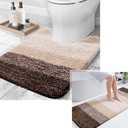 OLANLY Ombre Bath Rug and Toilet Rugs U-Shaped, Bath Rug Size 59x24 and Toilet Rugs Size 24x20 in Brown, 2 Item Bundle