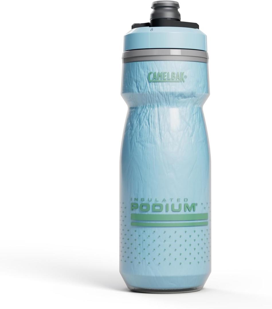 CamelBak Podium Chill Insulated Bike Squeeze Water Bottle, Cold Retention for Cycling, 21oz, Crystal Blue