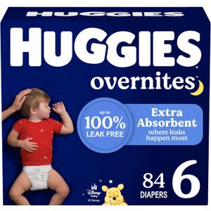 Huggies Size 6 Overnites Baby Diapers: Overnight Diapers, Size 6 (35+ lbs), 84 Ct (2 Packs of 42), Packaging May Vary