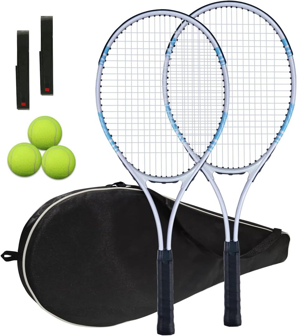 UUBEMM Tennis Rackets 2 Players Recreational for Adult,Lightweight Tennis Racquets for Beginner Student Training,Tennis Racket Set with Carrying Cover Bag,Grip Tapes,Tennis Balls
