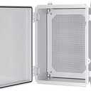 Gratury Junction Box, IP67 Waterproof Plastic Enclosure for Electrical Project, Hinged Grey Cover, Includes Mounting Plate and Wall Bracket (Grey Cover, 14.6"×10.6"×5.9")