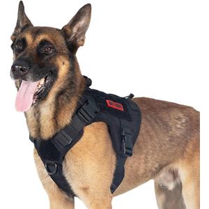 Tactical Dog Harness Vest with Handle, Military Dog Harness for Large Medium Dogs,No-Pull Service Dog Vest with Hook & Loop Panels,Adjustable Dog Vest Harness for Walking Hiking Training, M