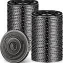 50 Pcs Clear Plastic Lids Black 98mm Disposable Coffee Cup Flat Lids Fits 12-24 oz Cup Disposable Lid for Plastic Cups Juice Wedding Birthday Holiday Iced Coffee Party Supplies