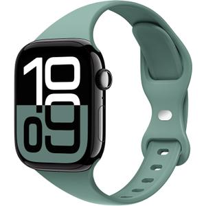 10 x STG Sport Slim Thin Narrow Silicone Bands Compatible with Apple Watch Band Ultra 3/2/1 49mm, Series 11/10 46/42mm, 9/8/7 45/41mm, SE 6/5/4 44/40mm, 3/2/1 42/38mm for Women Men