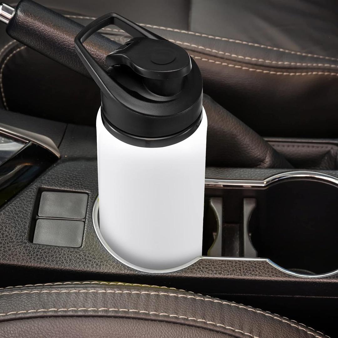 7 Pack Aluminum Water Bottle 17 Oz Bike Bottles with Snap Lid Reusable Easy Carry Sports cups for Camping Hiking(White)