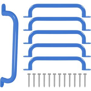 ESPETS 6 Pieces 17 Inch Blue Metal Safety Handles for Playground Equipment - Outdoor Kids Swing Set Accessories Grab Handles, Playset Hand Grips, Indoor Kids Monkey Bars for Play Structure