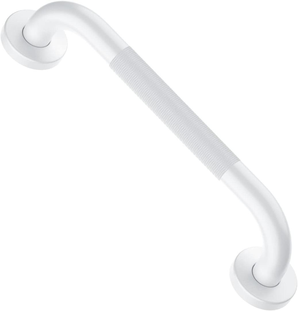 12 Inch Oil Rubbed White Shower Grab Bar w/Anti Slip Grip, ZUEXT Stainless Steel Bath Grab Bar,Bathroom Balance Bar, Wall Mount Safety Handrail Support, Handicap Injury Elderly Senior Assist Handle