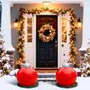 Thyle 2 Pcs Outdoor Christmas Ball Decorations with Wreath Giant 8'' Extra Large PVC Hanging Christmas Ornaments Plastic Garden Decorations with Hanging Loop for Upstairs Xmas Indoor Decors