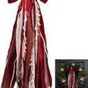 Assorted Ribbon Bow for Wreath, Large Red Velvet Bow, Clip-On Fall Decorative Ribbon Sash Bundle Wreath Making Supplies for Thanksgiving Christmas Holiday Front Door Decor Xmas Outdoor Decorations